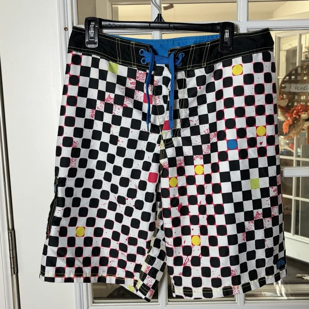 Gotcha Size 32 Checkerboard Board Shorts